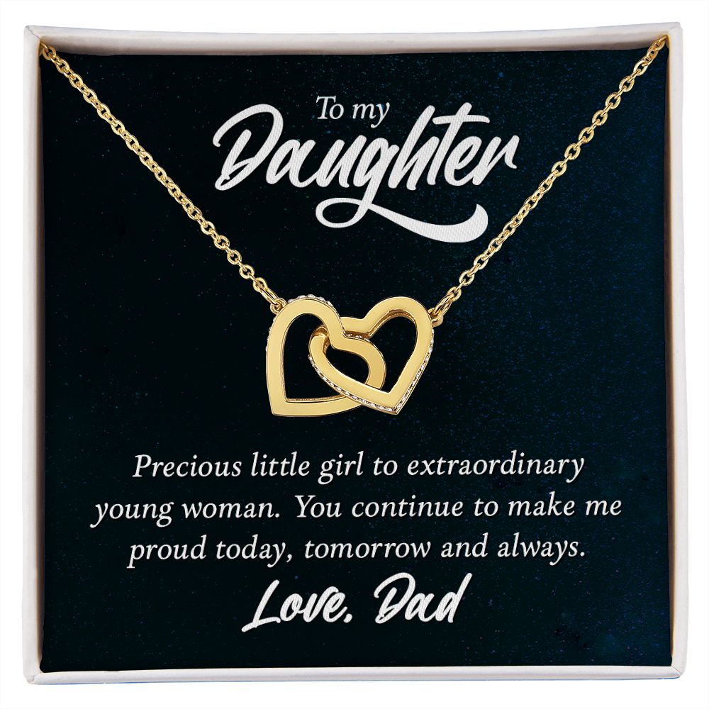 Interlocking Heart Necklace, Daughters gift from Dad, two tone necklace, Personalized gifts