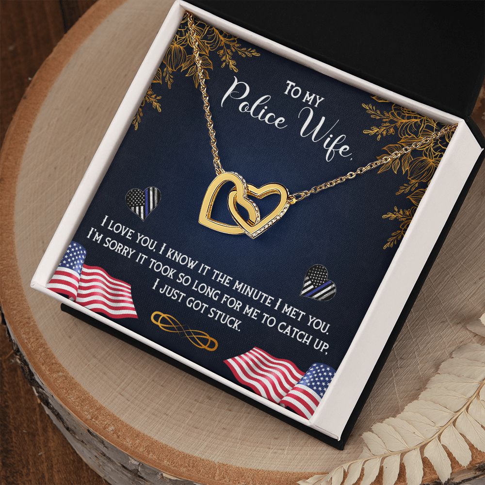 Police wife Interlock love Necklace, wife present, Personalized gifts