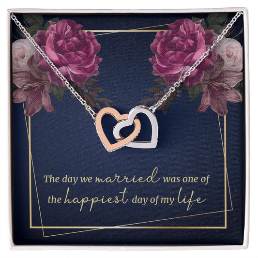 The day we married Interlock love Necklace, wife present, Personalized gifts