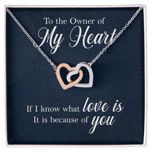 To the owner of my heart Interlock love Necklace, wife present, Personalized gifts