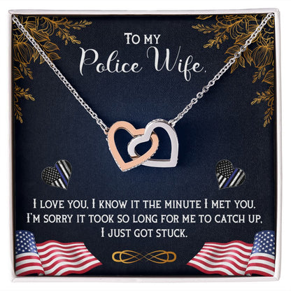 Police wife Interlock love Necklace, wife present, Personalized gifts