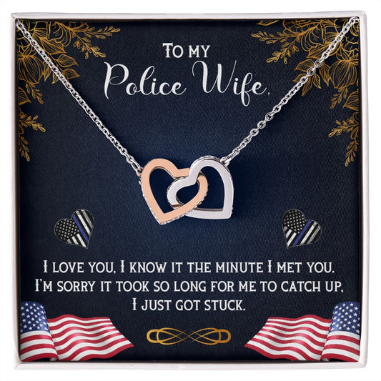 Police wife Interlock love Necklace, wife present, Personalized gifts