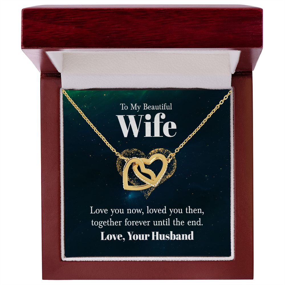 Interlocking heart, two tone necklace, To my beautiful wife, Personalized gifts, necklace