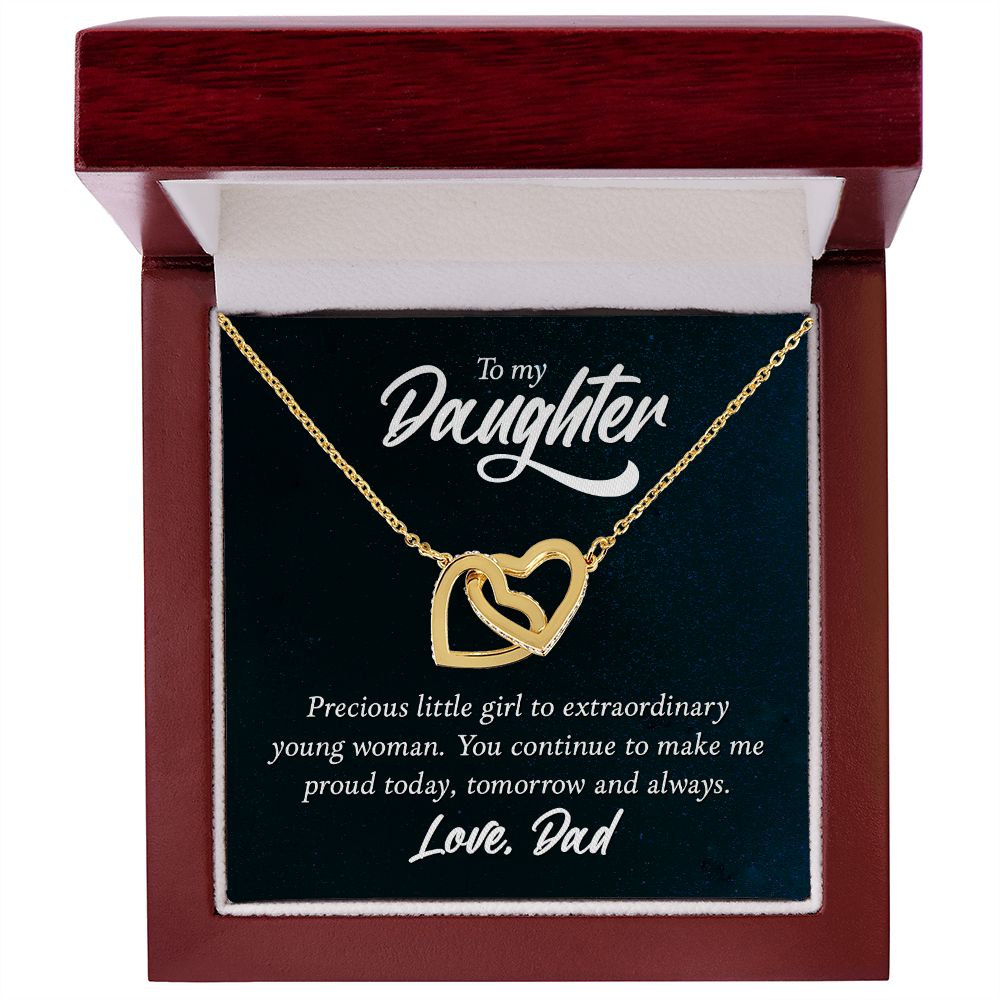 Interlocking Heart Necklace, Daughters gift from Dad, two tone necklace, Personalized gifts