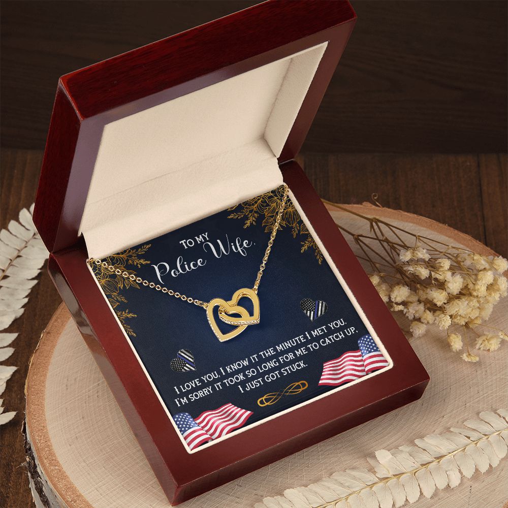 Police wife Interlock love Necklace, wife present, Personalized gifts