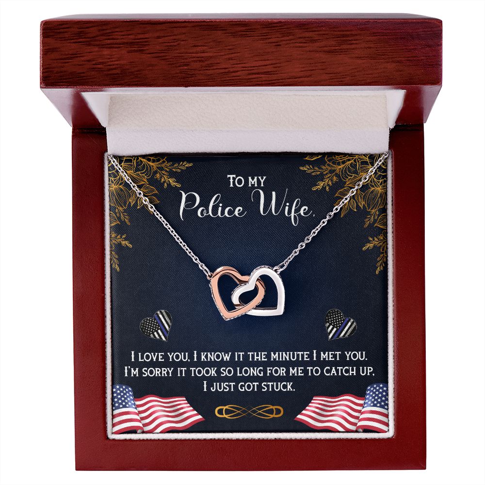 Police wife Interlock love Necklace, wife present, Personalized gifts