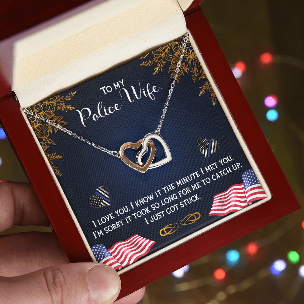 Police wife Interlock love Necklace, wife present, Personalized gifts