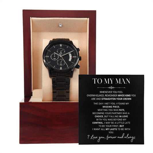 Black Chronograph Watch, to my Man