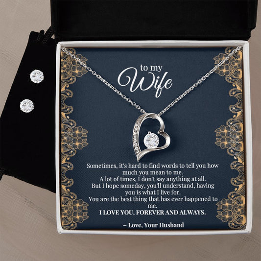 Forever love necklace and earring set, wife gift,
