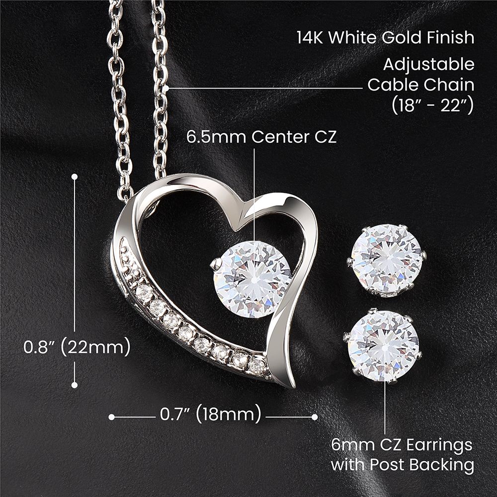 Forever love necklace and earring set, wife gift,