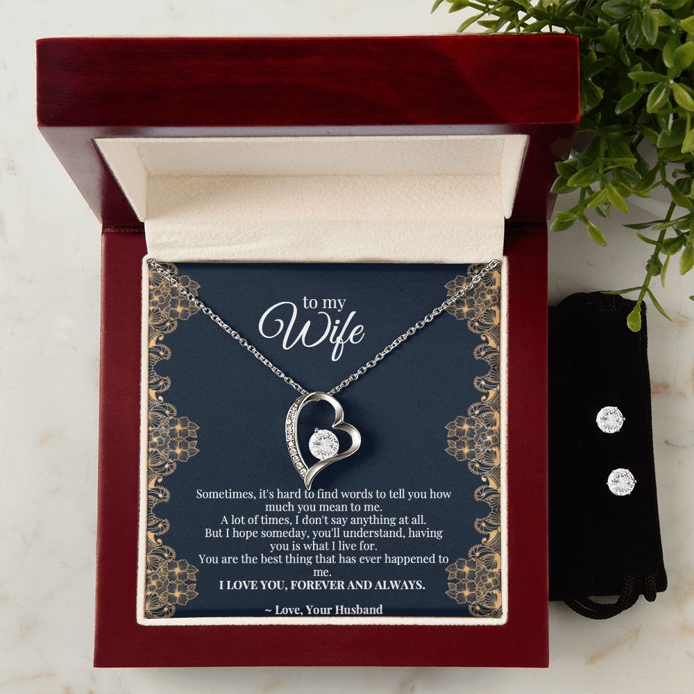 Forever love necklace and earring set, wife gift,