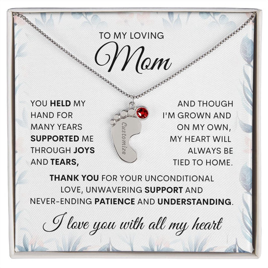 Engraved baby feet, mom necklace. Mother gift, gift for her, love mom, special gift for mom