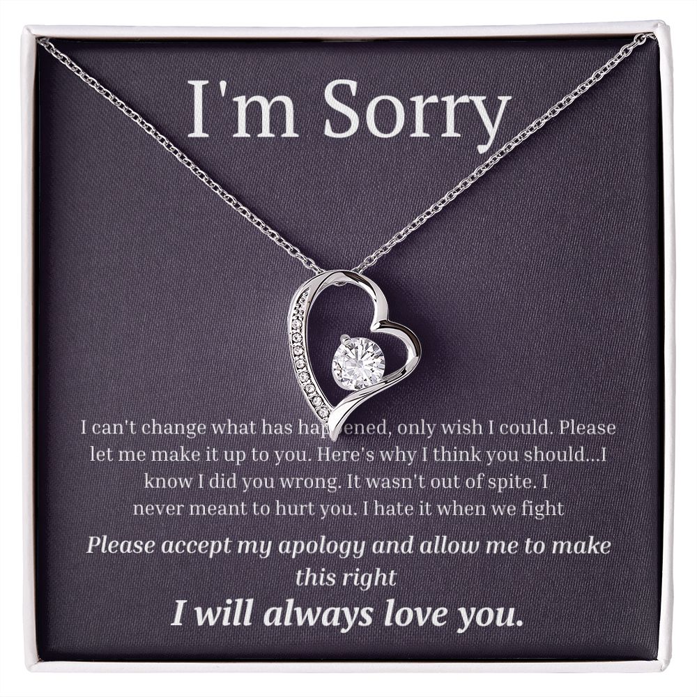 White Gold Forever Love Necklace, I'm sorry gift, sorry gift