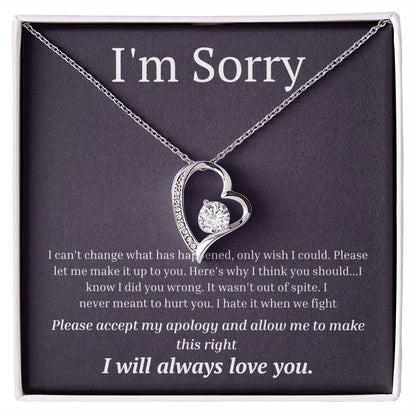 White Gold Forever Love Necklace, I'm sorry gift, sorry gift