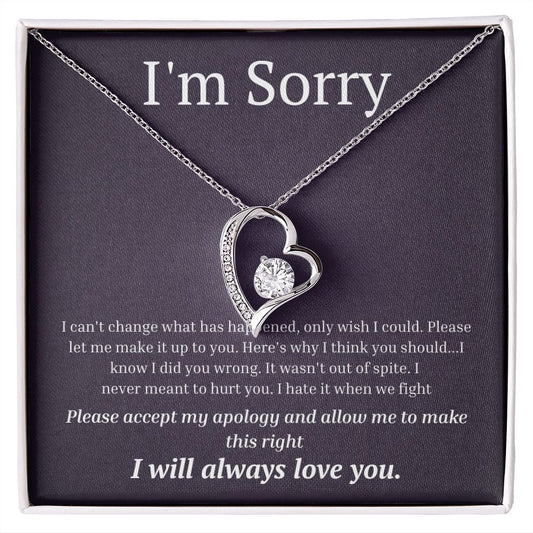 White Gold Forever Love Necklace, I'm sorry gift, sorry gift