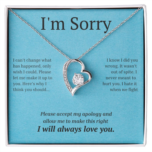 White Gold Forever Love Necklace, I'm sorry gift, sorry gift