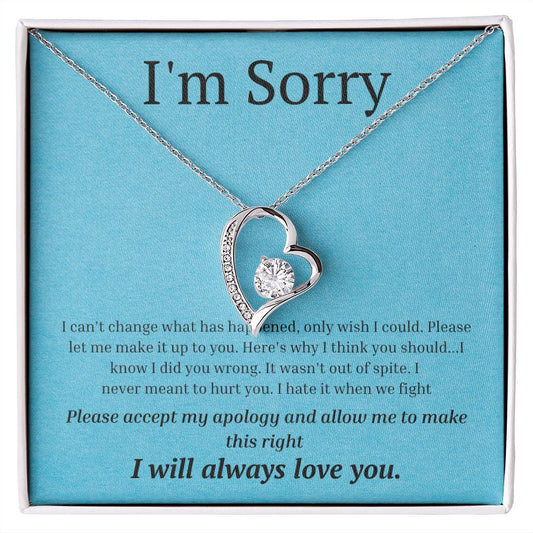 White Gold Forever Love Necklace, I'm sorry gift, sorry gift
