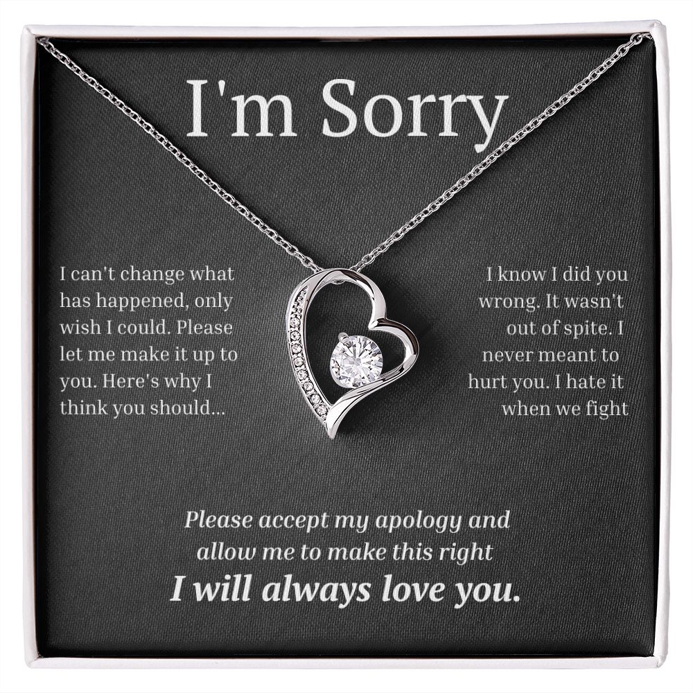 White Gold Forever Love Necklace, I'm sorry gift, sorry gift