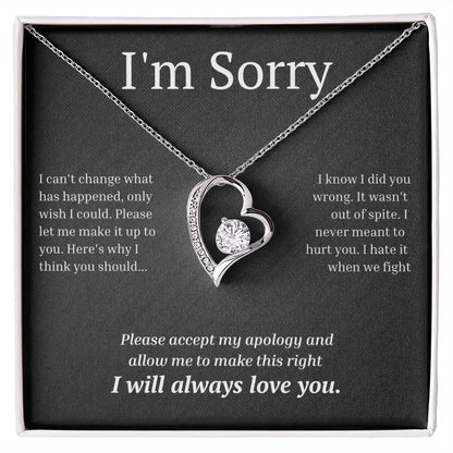 White Gold Forever Love Necklace, I'm sorry gift, sorry gift