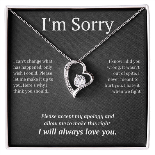 White Gold Forever Love Necklace, I'm sorry gift, sorry gift