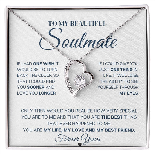 White Gold Love Necklace, Woman Necklace, gift for her, special gift, white gold,Soulmate