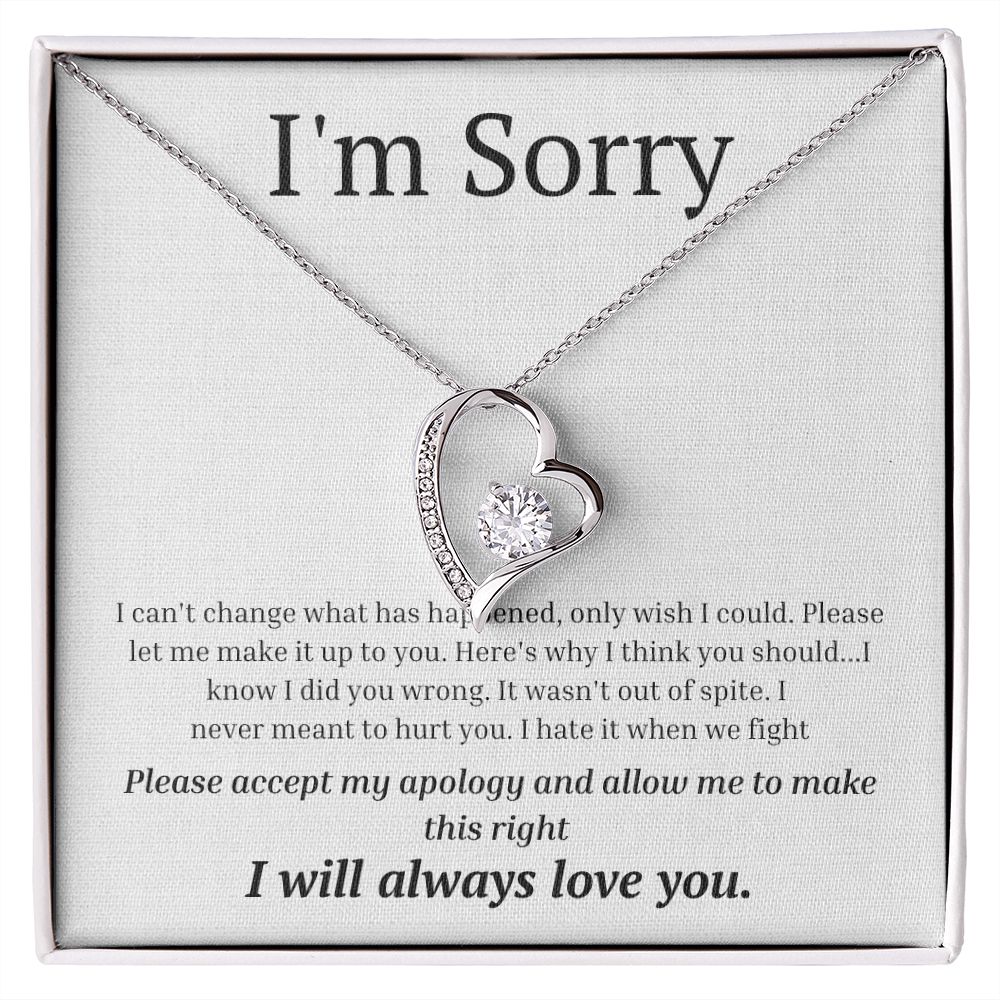 White Gold Forever Love Necklace, I'm sorry gift, sorry gift