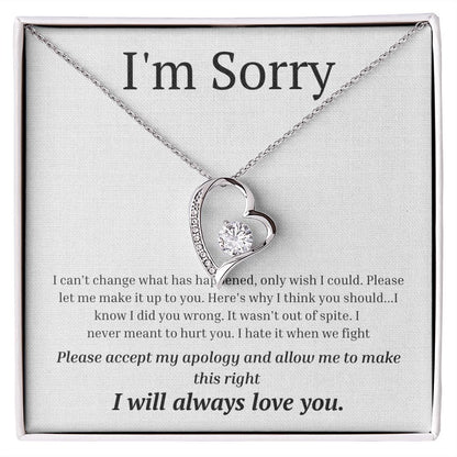 White Gold Forever Love Necklace, I'm sorry gift, sorry gift