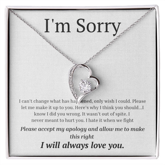 White Gold Forever Love Necklace, I'm sorry gift, sorry gift
