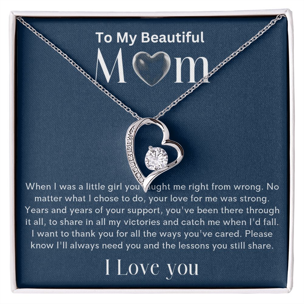 To my Beautiful Mom Heart Necklace