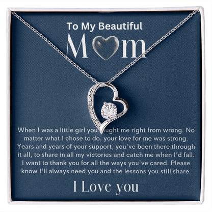 To my Beautiful Mom Heart Necklace