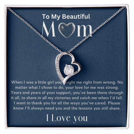 To my Beautiful Mom Heart Necklace