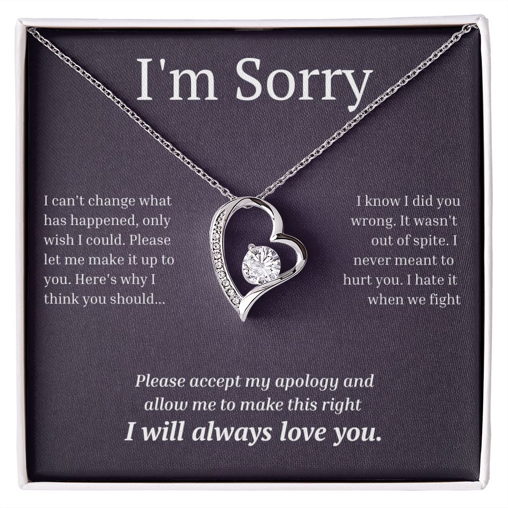 White Gold Forever Love Necklace, I'm sorry gift, sorry gift