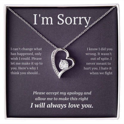 White Gold Forever Love Necklace, I'm sorry gift, sorry gift