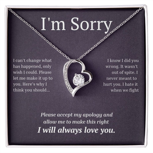 White Gold Forever Love Necklace, I'm sorry gift, sorry gift