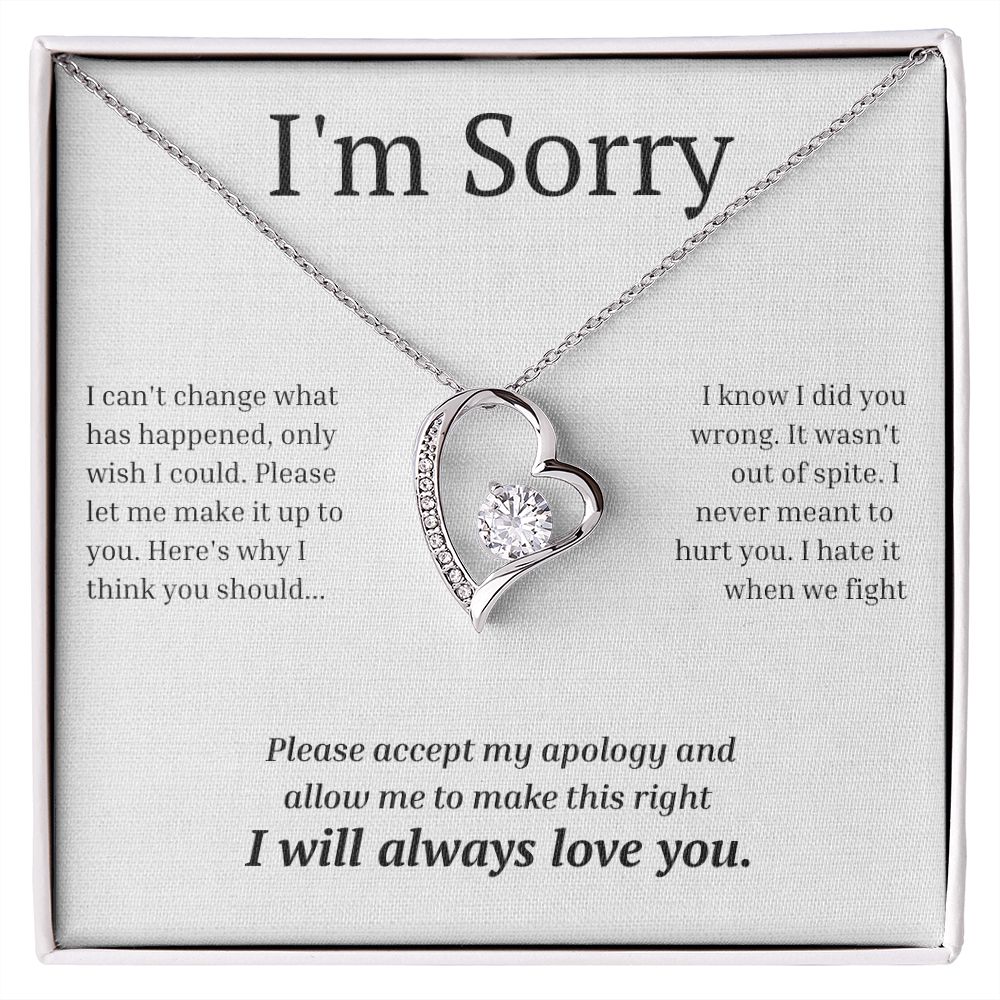 White Gold Forever Love Necklace, I'm sorry gift, sorry gift