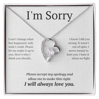 White Gold Forever Love Necklace, I'm sorry gift, sorry gift