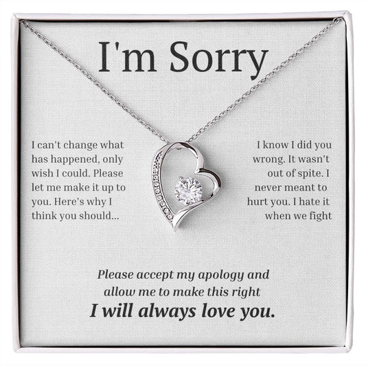 White Gold Forever Love Necklace, I'm sorry gift, sorry gift