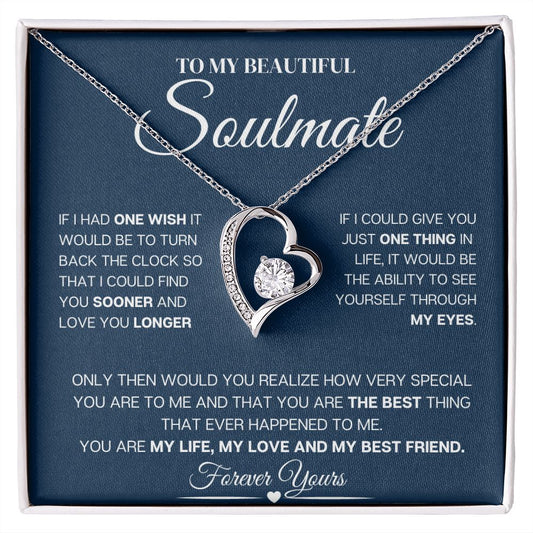 White Gold Love Necklace, Woman Necklace, gift for her, special gift, white gold, Soulmate