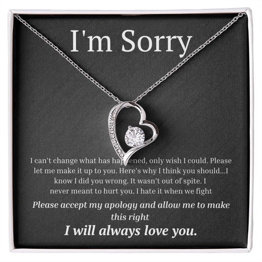 White Gold Forever Love Necklace, I'm sorry gift, sorry gift