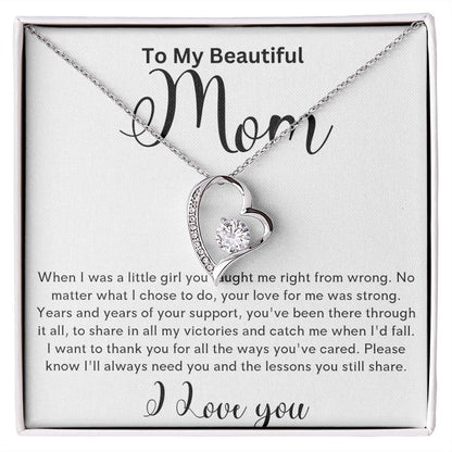 To my Beautiful Mom Heart Necklace