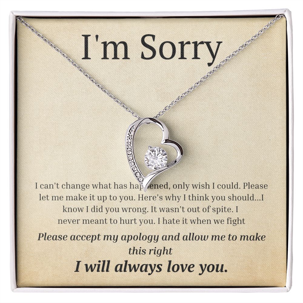 White Gold Forever Love Necklace, I'm sorry gift, sorry gift