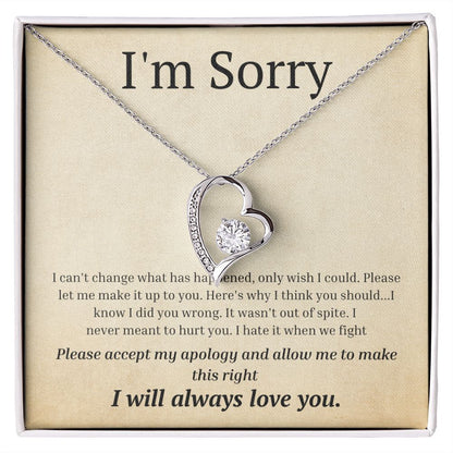 White Gold Forever Love Necklace, I'm sorry gift, sorry gift