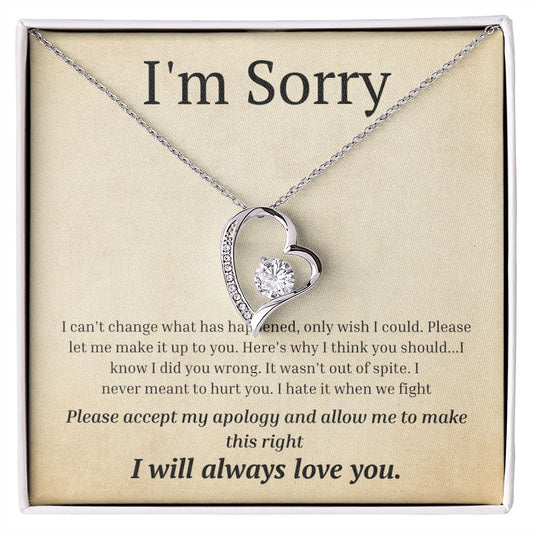 White Gold Forever Love Necklace, I'm sorry gift, sorry gift
