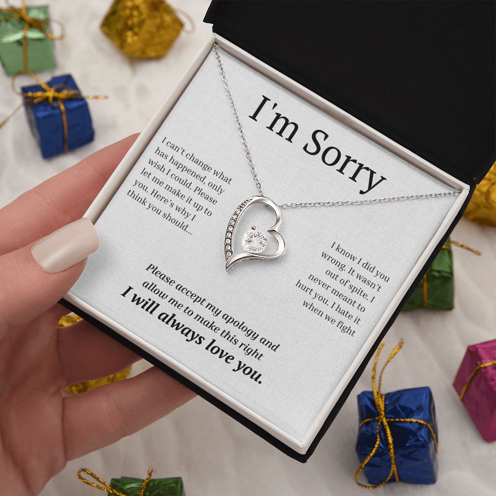 White Gold Forever Love Necklace, I'm sorry gift, sorry gift
