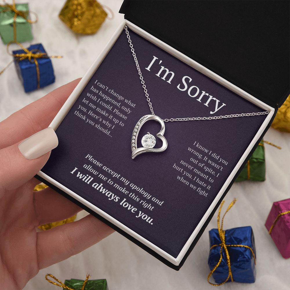 White Gold Forever Love Necklace, I'm sorry gift, sorry gift