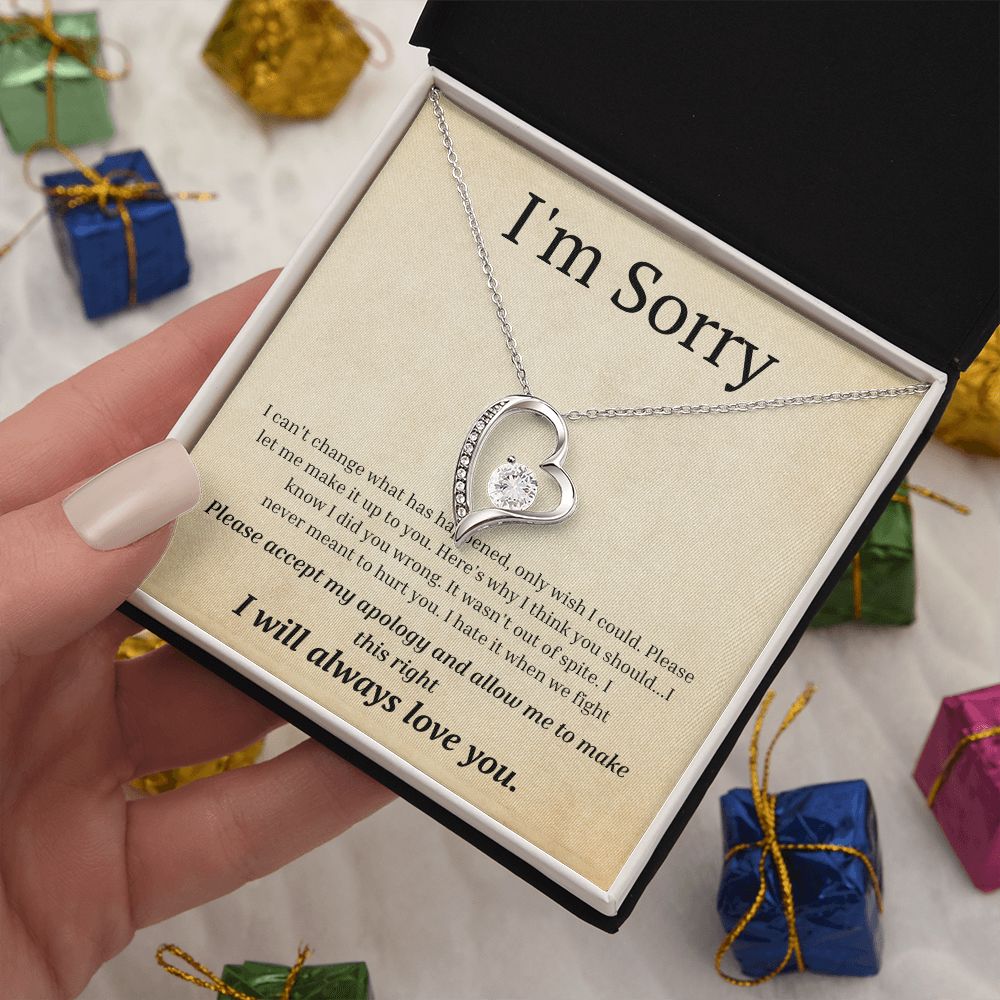 White Gold Forever Love Necklace, I'm sorry gift, sorry gift