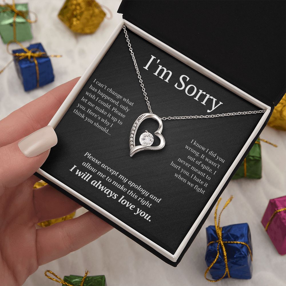 White Gold Forever Love Necklace, I'm sorry gift, sorry gift