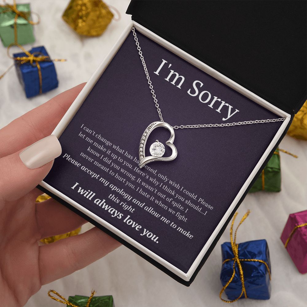 White Gold Forever Love Necklace, I'm sorry gift, sorry gift