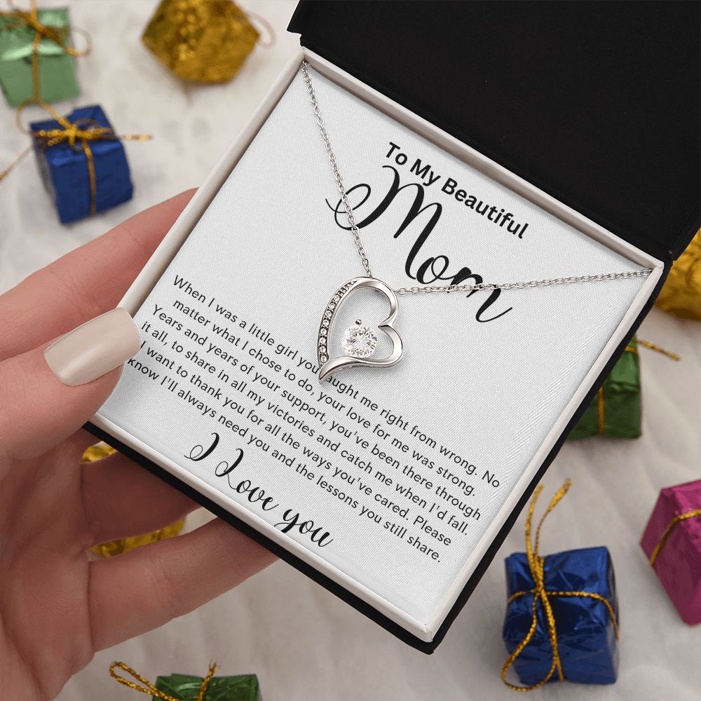 To my Beautiful Mom Heart Necklace