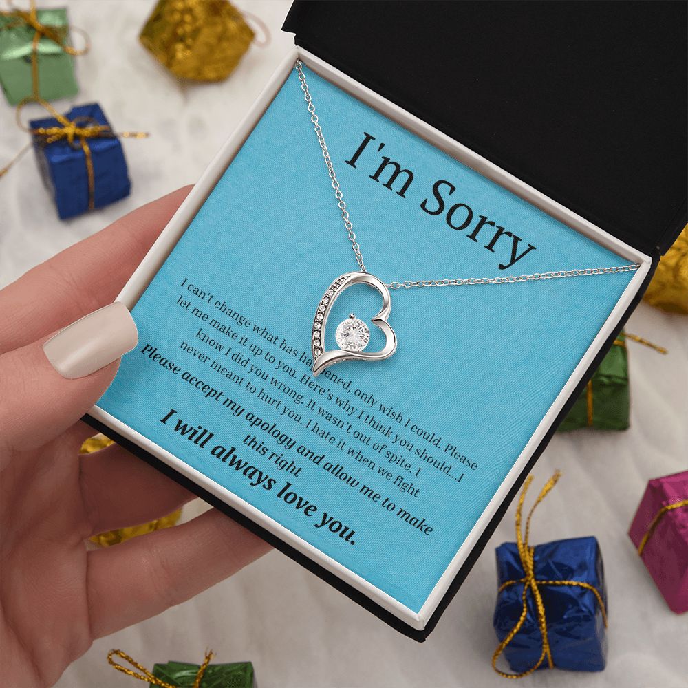 White Gold Forever Love Necklace, I'm sorry gift, sorry gift